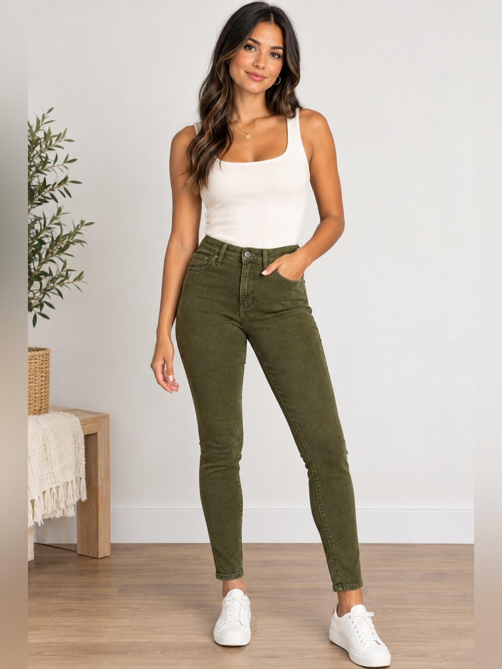 Madewell High-Rise Skinny Jeans in Olive Green Size 10